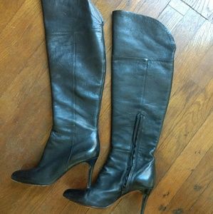 Coach 7.5 Black Leather Over the Knee Boots